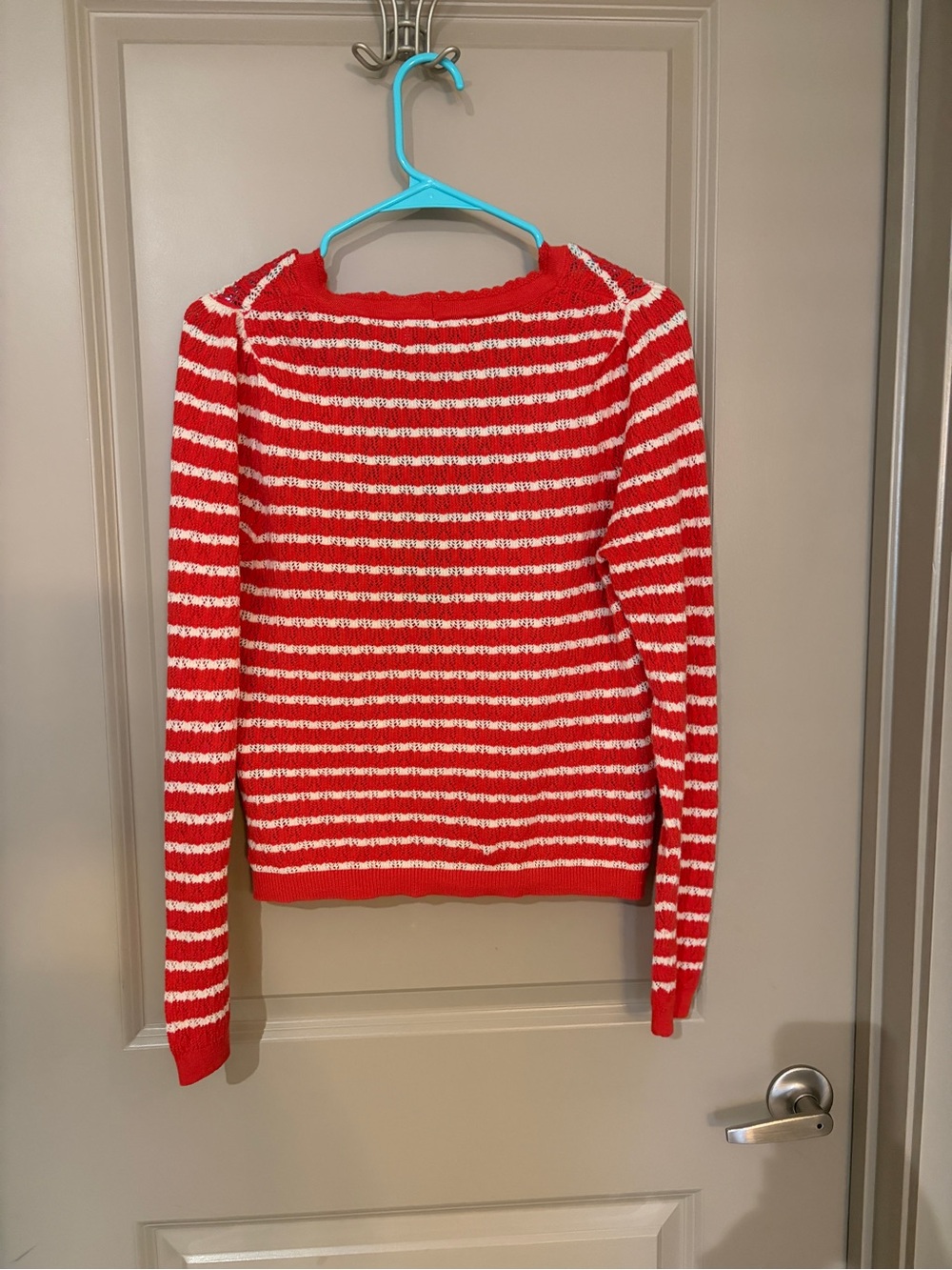Old Navy Red and White Striped V-Neck Cardigan - Picture 3 of 6